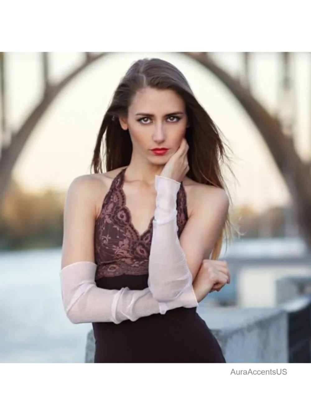 Ultra-thin Lace Gloves Fingerless Arm Sleeves Sun Protection Cooling Mesh Tulle